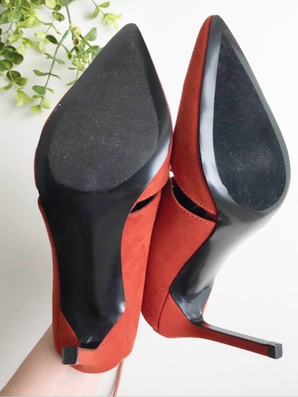 NWOT Nasty Gal Lace-Up Heels 🔥 Point It Out Red/Orange Suede Stiletto | Size 7.5 - Picture 9 of 9